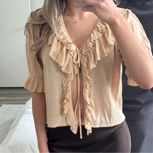 Zara Beige Ruffled Blouse